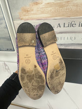 Load image into Gallery viewer, Chanel Purple Tweed Ballet Flats SZ 39
