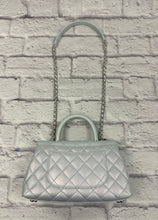 Load image into Gallery viewer, Chanel Iridescent Light Blue Quilted Caviar Mini Coco Top Handle
