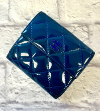 Load image into Gallery viewer, Chanel Blue Patent Quilted Compact Wallet
