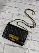 Load image into Gallery viewer, Chanel Black Golden Clasp Wallet on a chain
