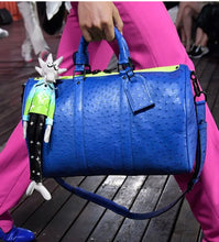 Load image into Gallery viewer, Louis Vuitton Blue Ostrich Virgil Keepall Bandouliere 40
