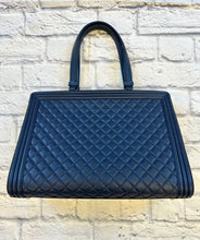 Load image into Gallery viewer, Chanel Large Navy Blue Boy Tote Bag
