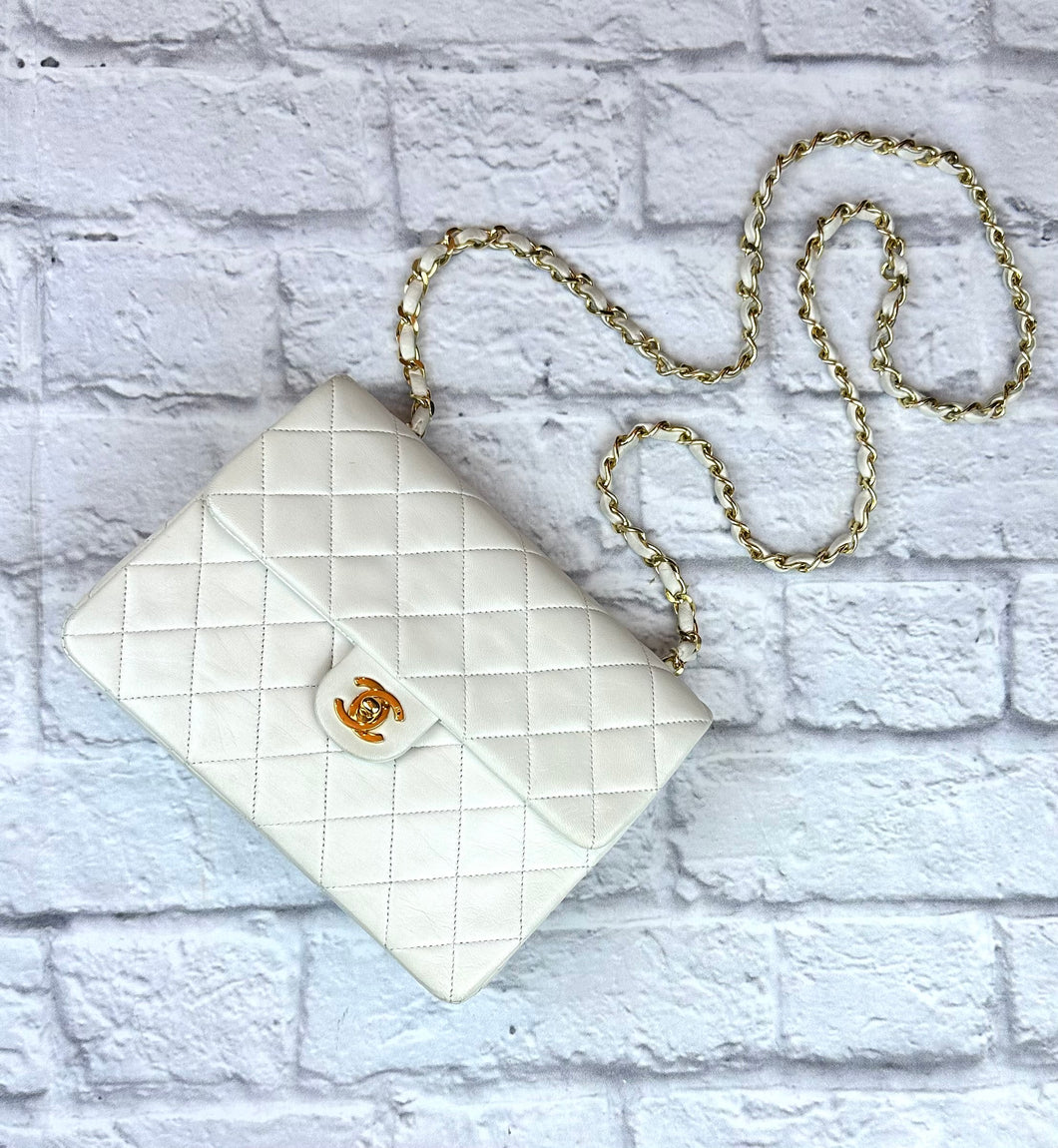 Chanel Vintage White Mini Square Flap Bag