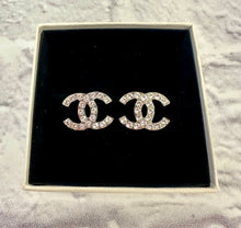 Load image into Gallery viewer, Chanel Silver &amp; Crystal Clip On Earrings
