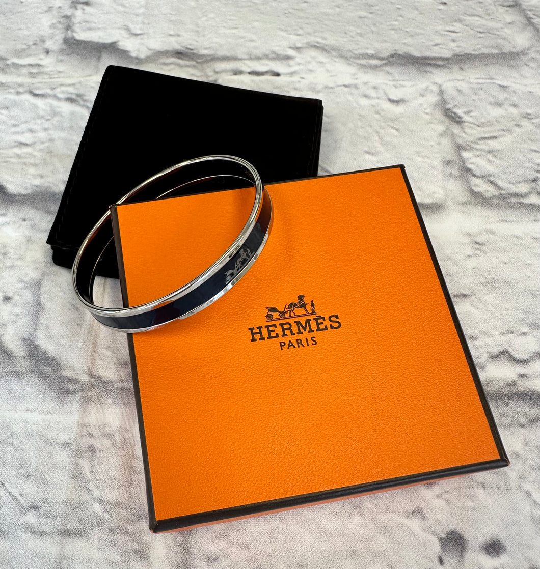 Hermes Navy & Silver Bangle