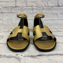 Load image into Gallery viewer, Hermes Gold Santorini Sandals SZ 36.5
