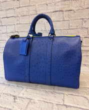 Load image into Gallery viewer, Louis Vuitton Blue Ostrich Virgil Keepall Bandouliere 40
