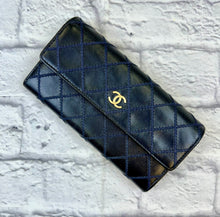 Load image into Gallery viewer, Chanel Vintage Navy Wild Stitch Flap Wallet
