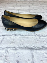 Load image into Gallery viewer, Chanel Black Chain Heel Ballet Flats, Size 38
