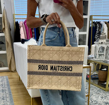 Load image into Gallery viewer, Christian Dior Natural Cannage Raffia Medium Book Tote
