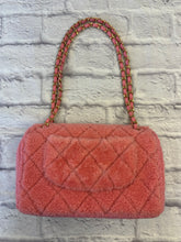 Load image into Gallery viewer, Chanel Pink Quilted Shearling and Tweed Medium Flap Bag
