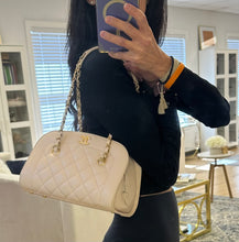 Load image into Gallery viewer, Chanel Beige Lambskin Zip Around Bowler Shoulder Bag
