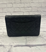 Load image into Gallery viewer, Chanel Black Caviar Leather Wallet on chain, Gold Hardware
