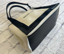 Load image into Gallery viewer, Balenciaga Navy Small Cabas Off-White Cotton Canvas &amp; Black Calfskin
