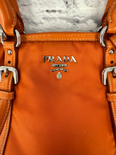 Load image into Gallery viewer, Prada Orange Nylon Top Handle Tote with Crossbody Strap
