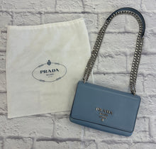 Load image into Gallery viewer, Prada Blue Calf Skin Chain Crossbody
