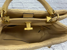 Load image into Gallery viewer, Valentino Beige Raffia Roman Rock Stud Top Handle
