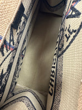 Load image into Gallery viewer, Dior Black &amp; Beige Jute Embroidered Medium Book Tote
