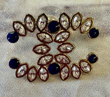 Load image into Gallery viewer, Chanel Blue &amp; Crystal Gold Earrings
