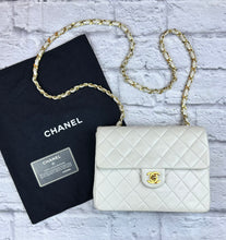 Load image into Gallery viewer, Chanel Vintage White Mini Square Flap Bag
