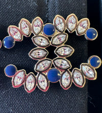 Load image into Gallery viewer, Chanel Blue &amp; Crystal Gold Earrings
