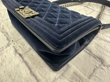 Load image into Gallery viewer, Chanel Medium Navy Velvet Boy Bag
