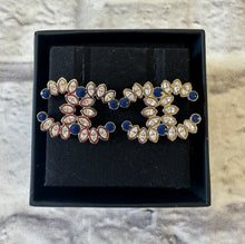 Load image into Gallery viewer, Chanel Blue &amp; Crystal Gold Earrings
