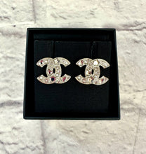 Load image into Gallery viewer, Chanel CC Silver Crystal &amp; Pearl Earrings
