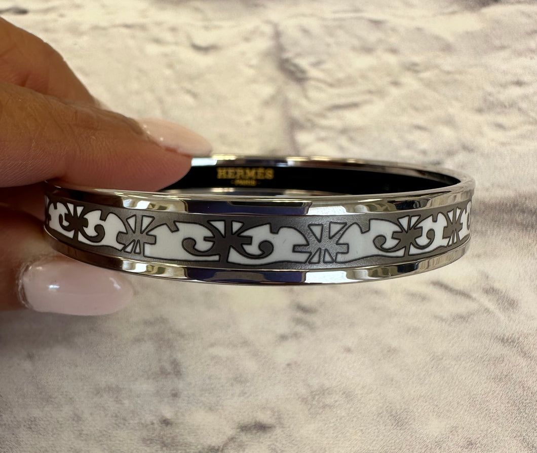 Hermes White Printed Bangle