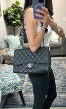 Load image into Gallery viewer, Chanel Black Caviar Jumbo Single Flap Bag
