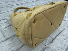 Load image into Gallery viewer, Valentino Beige Raffia Roman Rock Stud Top Handle
