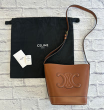 Load image into Gallery viewer, Celine Smooth Tan Calfskin Small Cuir Triomphe Bucket Bag
