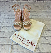 Load image into Gallery viewer, Valentino Rockstud Multicolored Rope Wedge Espadrilles Sandals SZ 38
