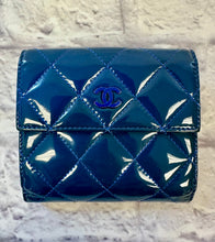 Load image into Gallery viewer, Chanel Blue Patent Quilted Compact Wallet
