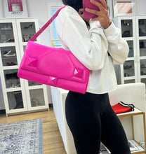 Load image into Gallery viewer, Valentino Pink Nappa Monochrome Roman Rock Stud Large WOC
