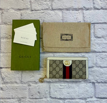 Load image into Gallery viewer, Gucci Ophidia Ivory Leather GG Zip Around Wallet
