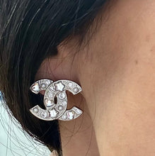Load image into Gallery viewer, Chanel CC Silver Crystal &amp; Pearl Earrings
