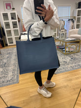 Load image into Gallery viewer, Dior Blue Calfskin Embossed Bool Tote
