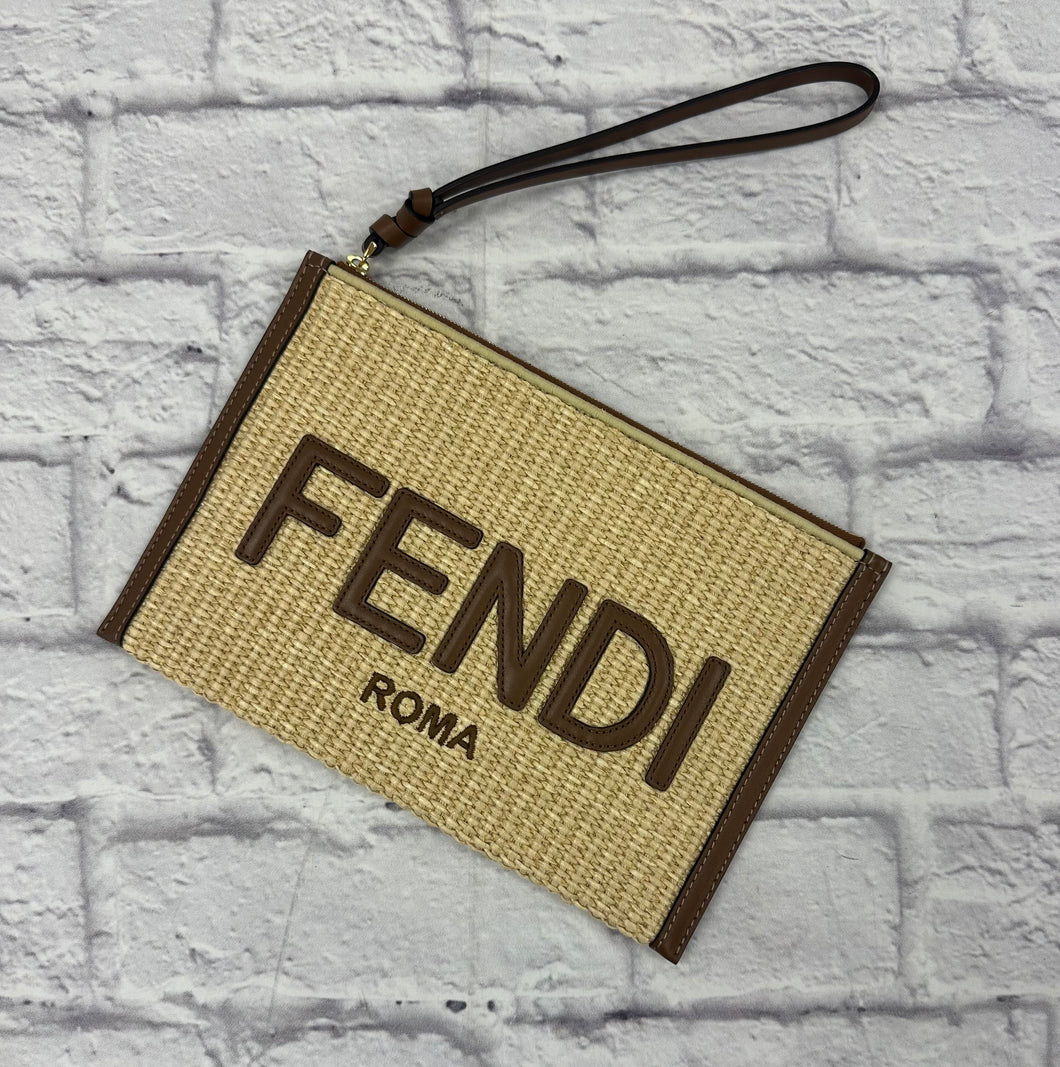 Fendi Raffia Wristlet/Pouch