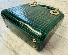 Load image into Gallery viewer, Christian Dior Vert Fonce Crocodile Mini Lady Dior

