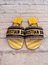 Load image into Gallery viewer, Christian Dior Yellow D-Way Slides, Size 37.5
