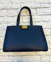 Load image into Gallery viewer, Chanel Large Navy Blue Boy Tote Bag
