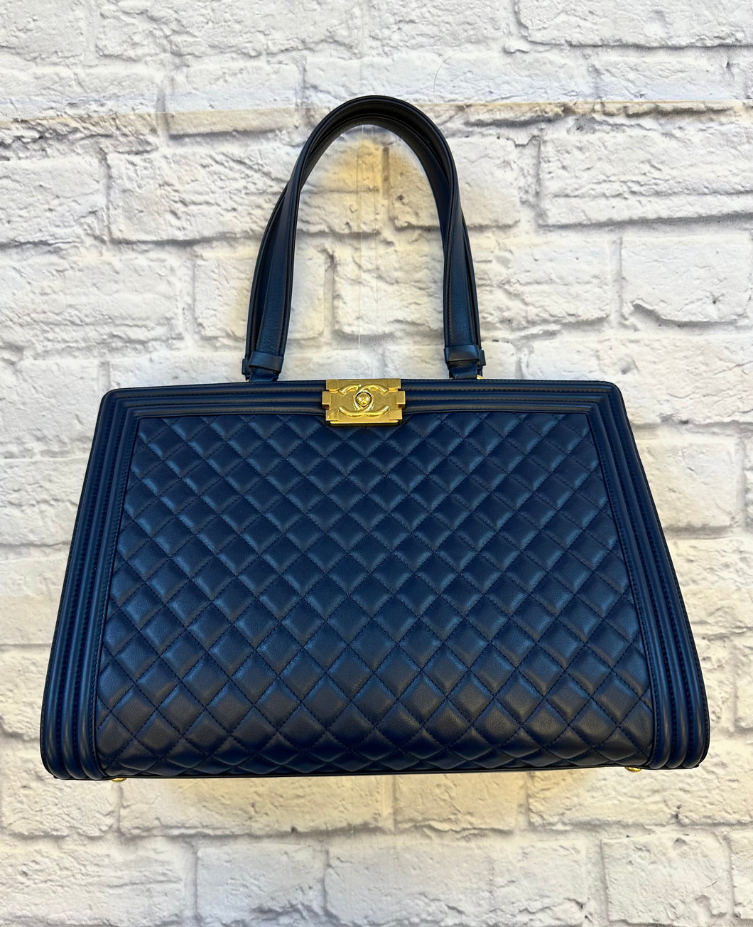 Chanel Large Navy Blue Boy Tote Bag