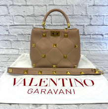 Load image into Gallery viewer, Valentino Roman Rock Stud Poudre Top Handle Bag W/Strap
