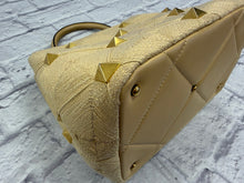 Load image into Gallery viewer, Valentino Beige Raffia Roman Rock Stud Top Handle
