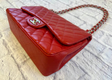 Load image into Gallery viewer, Chanel Red Caviar Quilted Jumbo Double Flap
