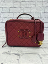 Load image into Gallery viewer, Chanel Large Burgundy CC Filigree Vanity Case
