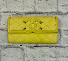 Load image into Gallery viewer, Chanel Yellow Caviar Filigree CC Flap Wallet
