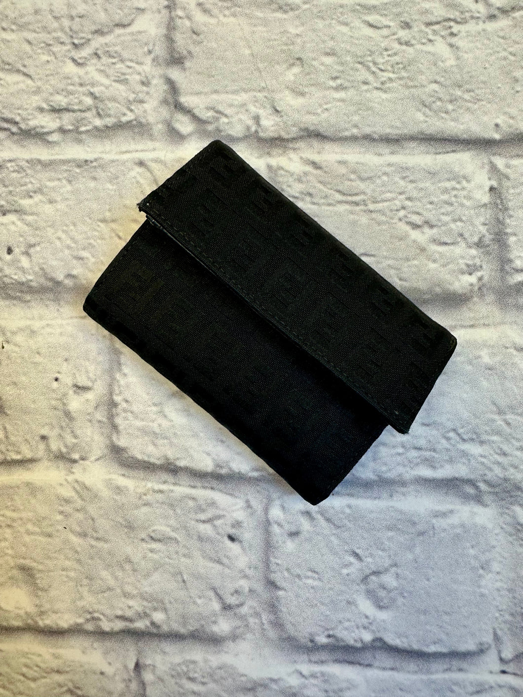 Fendi Black Zucca Flap Fold Wallet