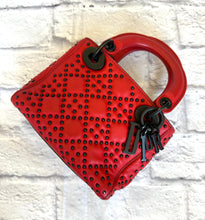 Load image into Gallery viewer, Christian Dior Ultra Matte Studded Mini Lady Dior Red &amp; Black
